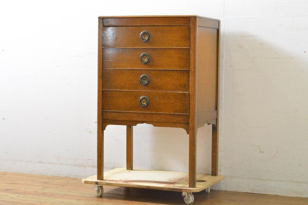 昭和レトロ カリモク イギリス様式 木製 書斎机 片袖 書斎机 古家具