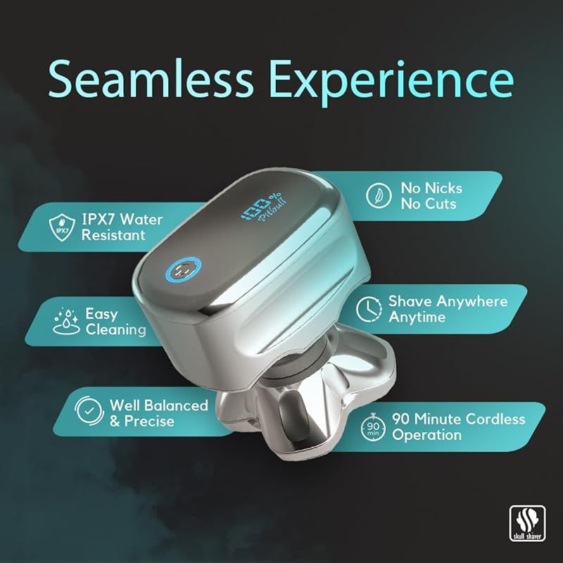 Skull Shaver (スカルシェーバー) ピットブル メンズシェーバー（銀） | 正規代理店 保証付 (黒ポーチなし) Skull Shaver Pitbull