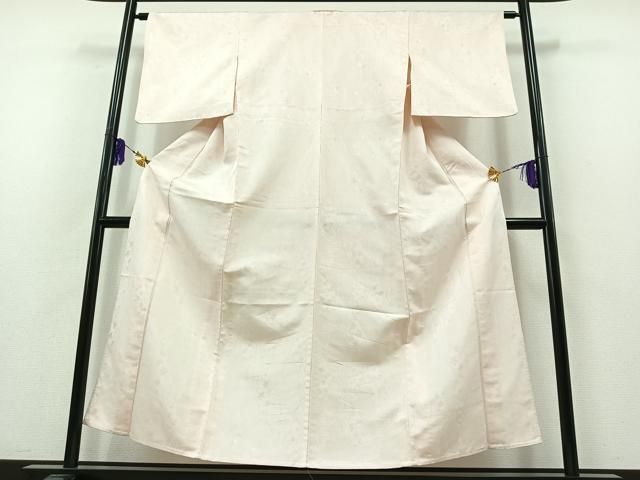 平和屋着物 上質な色無地 単衣 吉祥花地紋 薄桜色 正絹 AABB3597jh