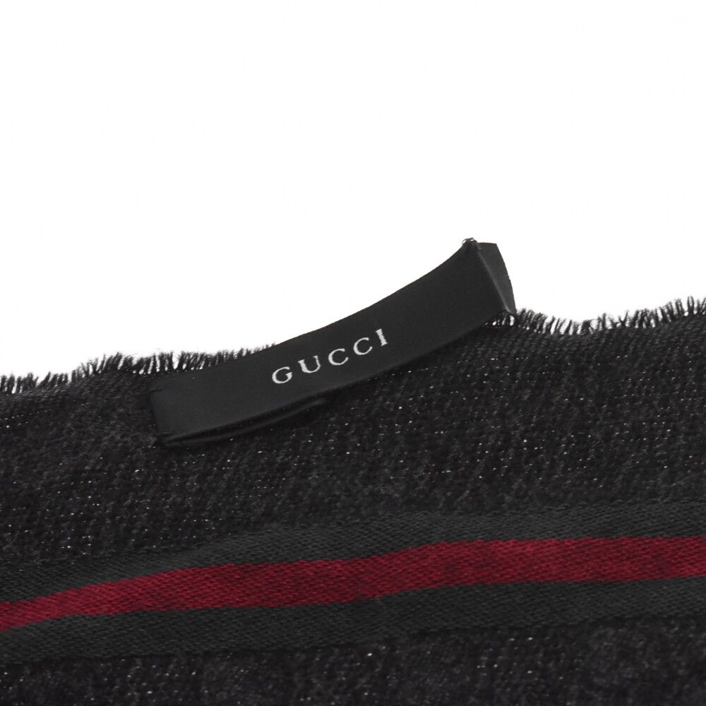 GUCCIマフラー　グッチマフラー　シェリーライン　シルク　グッチ　黒 グッチ【イタリア製 GG柄 シェリーライン マフラー】シルク混