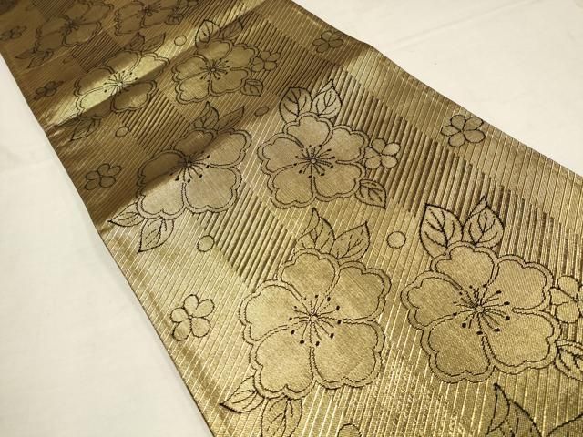 平和屋着物▽振袖用両面六通柄袋帯 桜 金銀糸 正絹 逸品