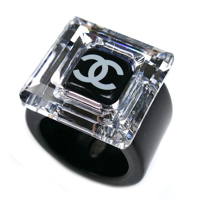 CHANEL シャネル プラスチック スクエア ミラー リング 指輪 13号 7.8g レディース