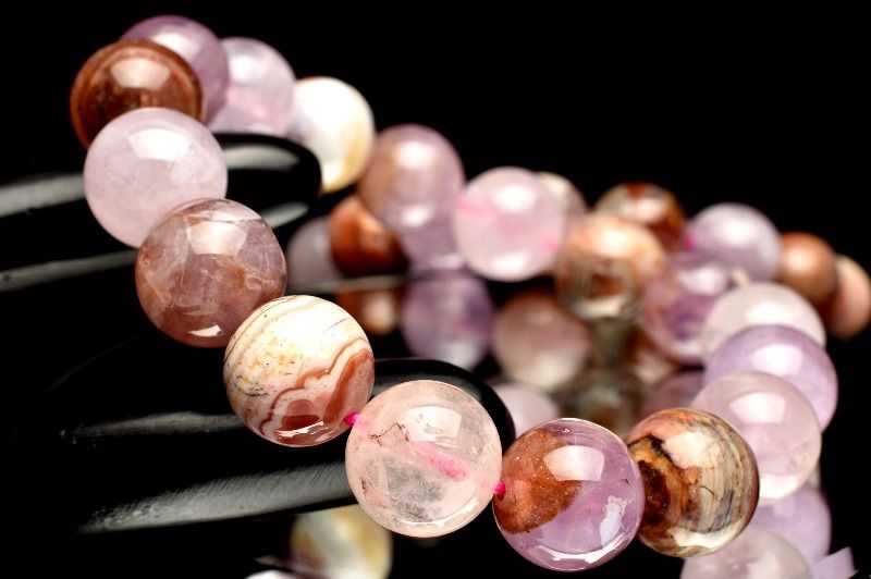 天然瑪瑙 アメジスト＆クレイジーレースアゲート共生 13.5mm