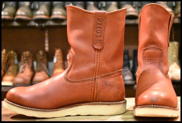 7.5E 09年 レッドウィング 8866 ペコス 赤茶 オロラセット クッションソール プルオン ブーツ redwing pecos HOPESMORE FJ162