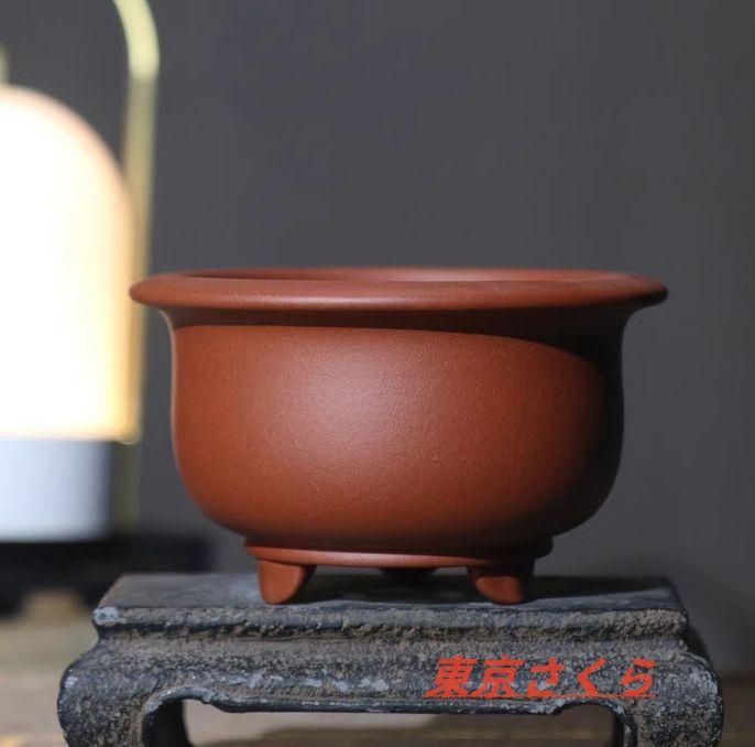 清宮図を刻絵紫砂の鉢 盆栽鉢 植木鉢 小品盆栽鉢 大品