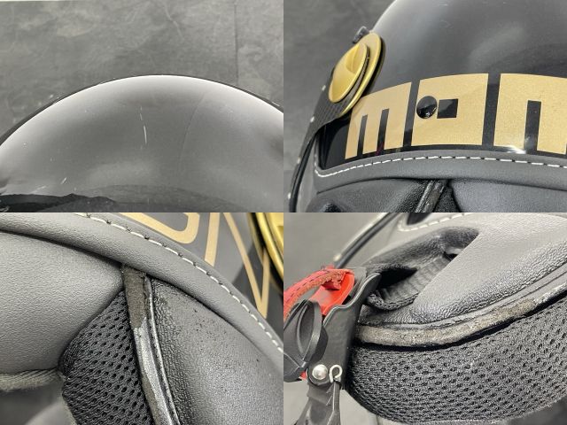 正規品】MOMO DESIGN ジェットヘルメット L 黒／ゴールド PSC有