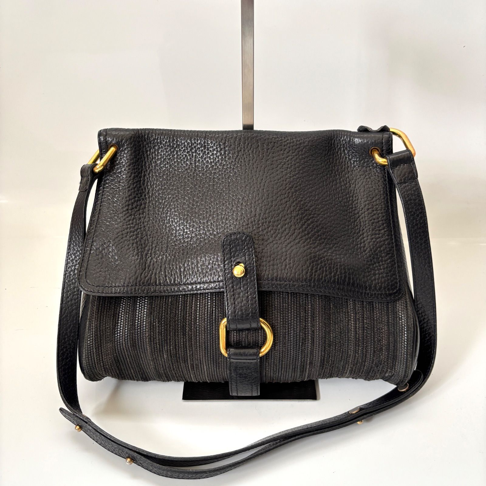 美品】DELVAUX デルヴォー ショルダーバッグ 金具 ブラック 黒