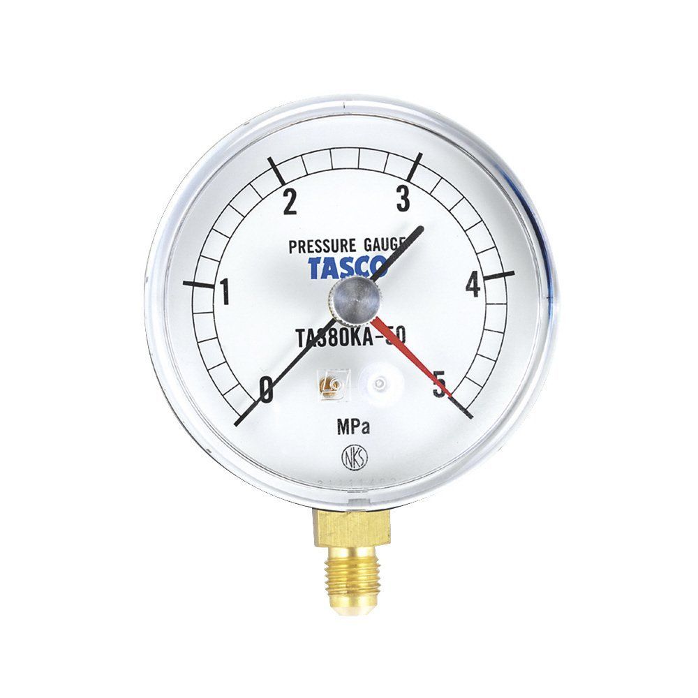 75φ_圧力目盛 0~5MPa イチネンTASCO TA148AF-250 気密試験用圧力計設置針式