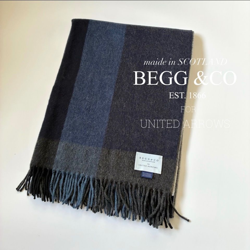 BEGG-CO | UNITED ARROWS 別注 ウールカシミヤ ビッグストライプ マフラー 大判