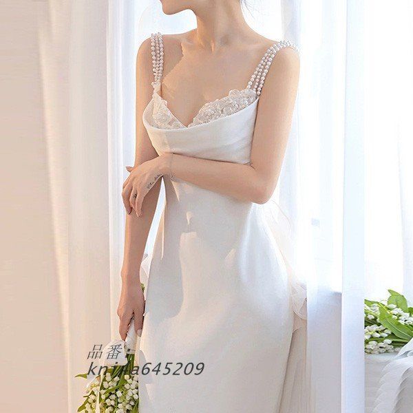 ウェディングドレス ドレス 結婚式 花嫁 バックシャン ノースリーブ マーメイドドレス オープンバッグ 背中開き セクシー kni4a645209