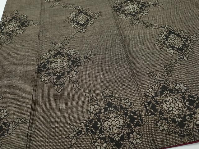 平和屋着物●本場大島紬　7マルキ　泥染め　正倉院花文　正絹　逸品　CAAR8053vf 平和屋着物○本場大島紬 7マルキ 泥染め 正倉院花文 正絹 逸品