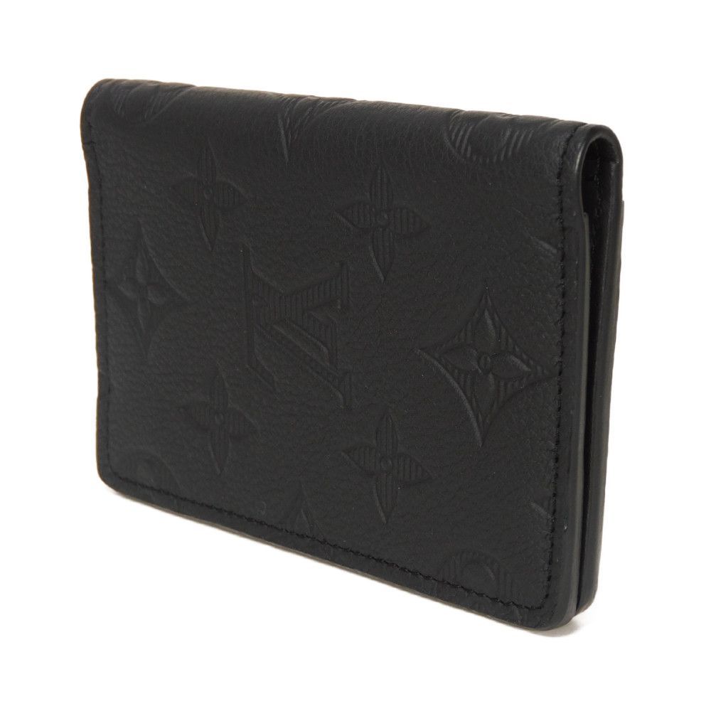 ルイ ヴィトン オーガナイザー ドゥ ポッシュ 現行 LVロゴ フラワー エンボス ブラック 二つ折り パスケース 名刺入れ RFID IC チップ ♥ モノグラム シャドウ ノワール カードケース M62899