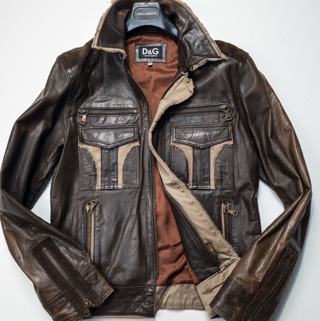 D&G ダークブラウン レザージャケット