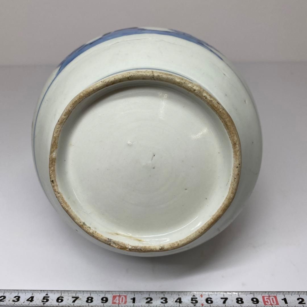 江戸中期　古伊万里　染付赤絵花入　高さ25㎝　東Y6-0605②タサオ 江戸中期 古伊万里 染付赤絵花入 高さ25㎝ 東Y6-0605②タサオ