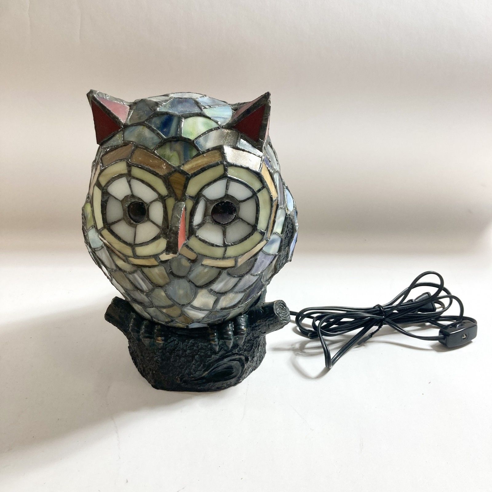 フクロウ ステンドグラス 照明 テーブルランプ インテリア 現状品 2kg