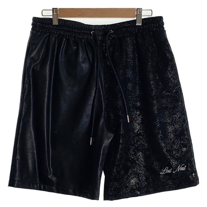 LAST NEST ラストネスト レザー ショート パンツ ラストネスト LAST NEST Leather Switching Shorts （Black