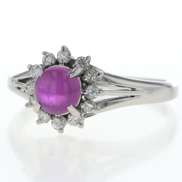 Pt900 プラチナ リング スタールビー 1.04ct ダイヤモンド 0.21