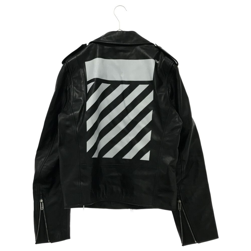 OFF-WHITE (オフホワイト) LEATHER BIKER JACKET WITH DIAG TAB PRINT