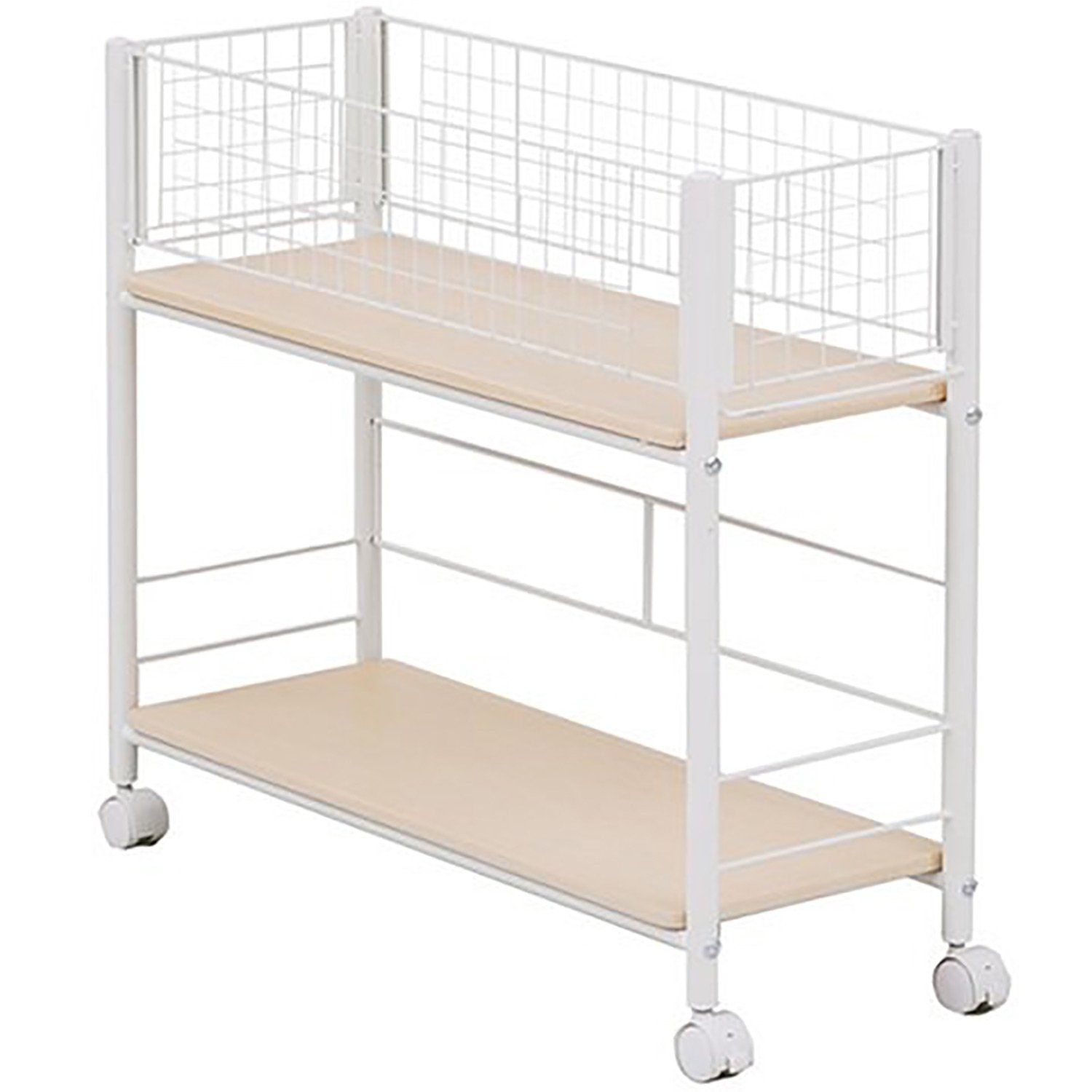 【迅速発送】山善(YAMAZEN) 押入れ収納ラック キャスター付き 幅20 ナチュラルメイプル/アイボリー OSR-7520NM/IV