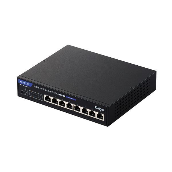 エレコム1000BASE-T対応 PoEスイッチングハブ 8ポート RoHS指令準拠 10物質 EHB-UG2C08E-PL 1台