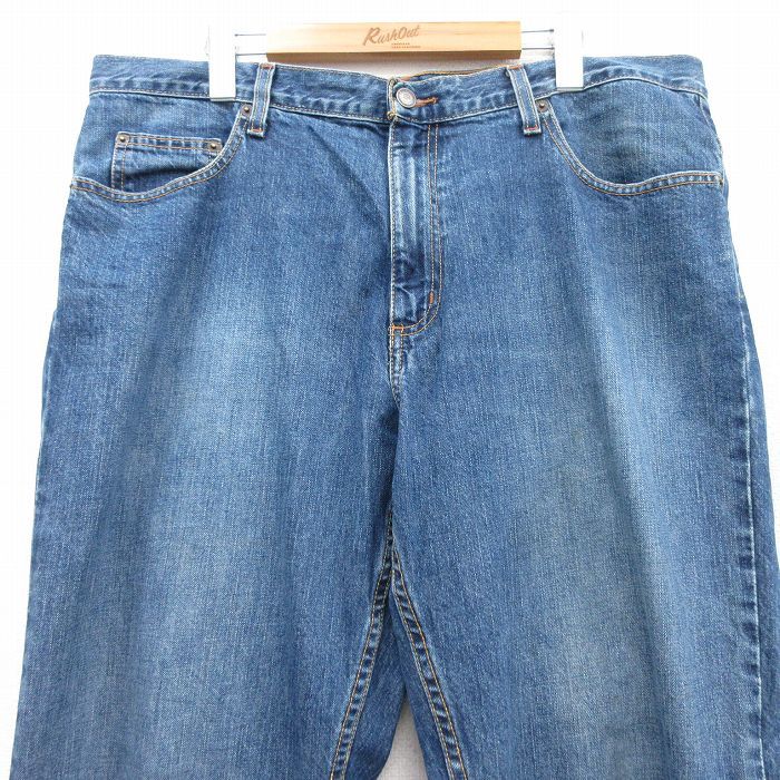 W37/古着 ジーンズ メンズ コットン 紺 ネイビー デニム 25aug06 中古 ボトムス ジーパン Gパン ロング パンツ