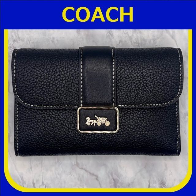 COACH コーチ ミディアム グレース ウォレット ブラック - メルカリ