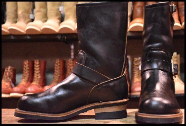 【6.5D 良品 PT83 90年10月刻印】レッドウィング 2268 エンジニア 黒 ブラッククローム スチールトゥ ブーツ redwing HOPESMORE【EH294】