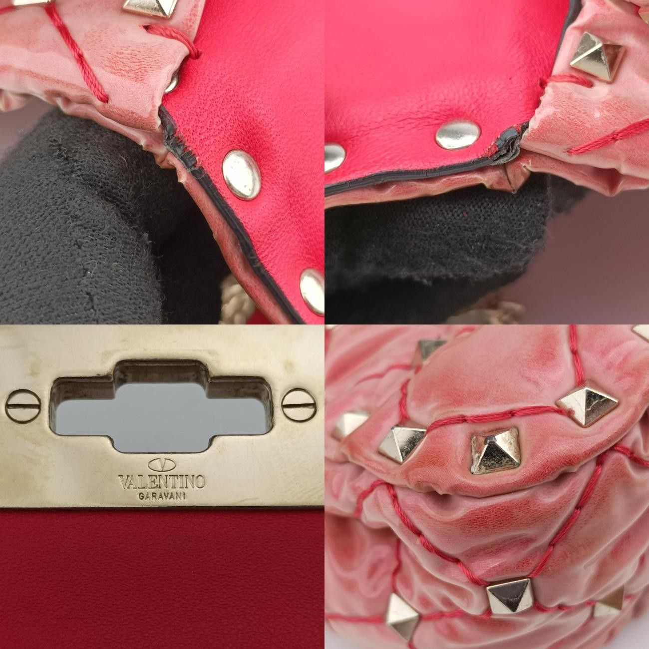 ヴァレンティノValentinoロックスタッズスパイクミディアムピンクエラメルBL-P122JVD0