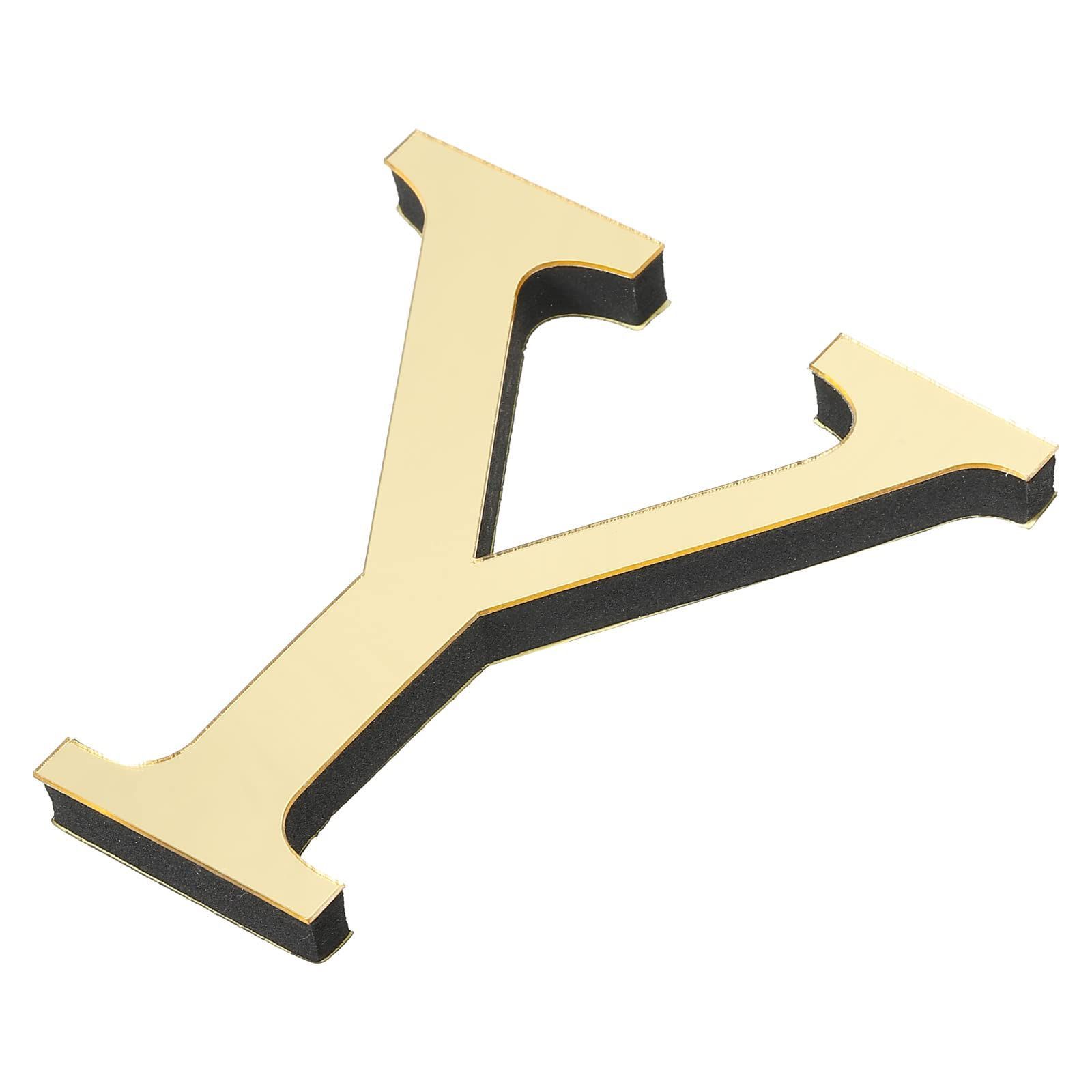 3Dアルファベットウォールステッカー レターY PATIKIL 自己粘着 家の装飾レター サインアートステッカーデカール DIYホームデコレーション用 ライトゴールド