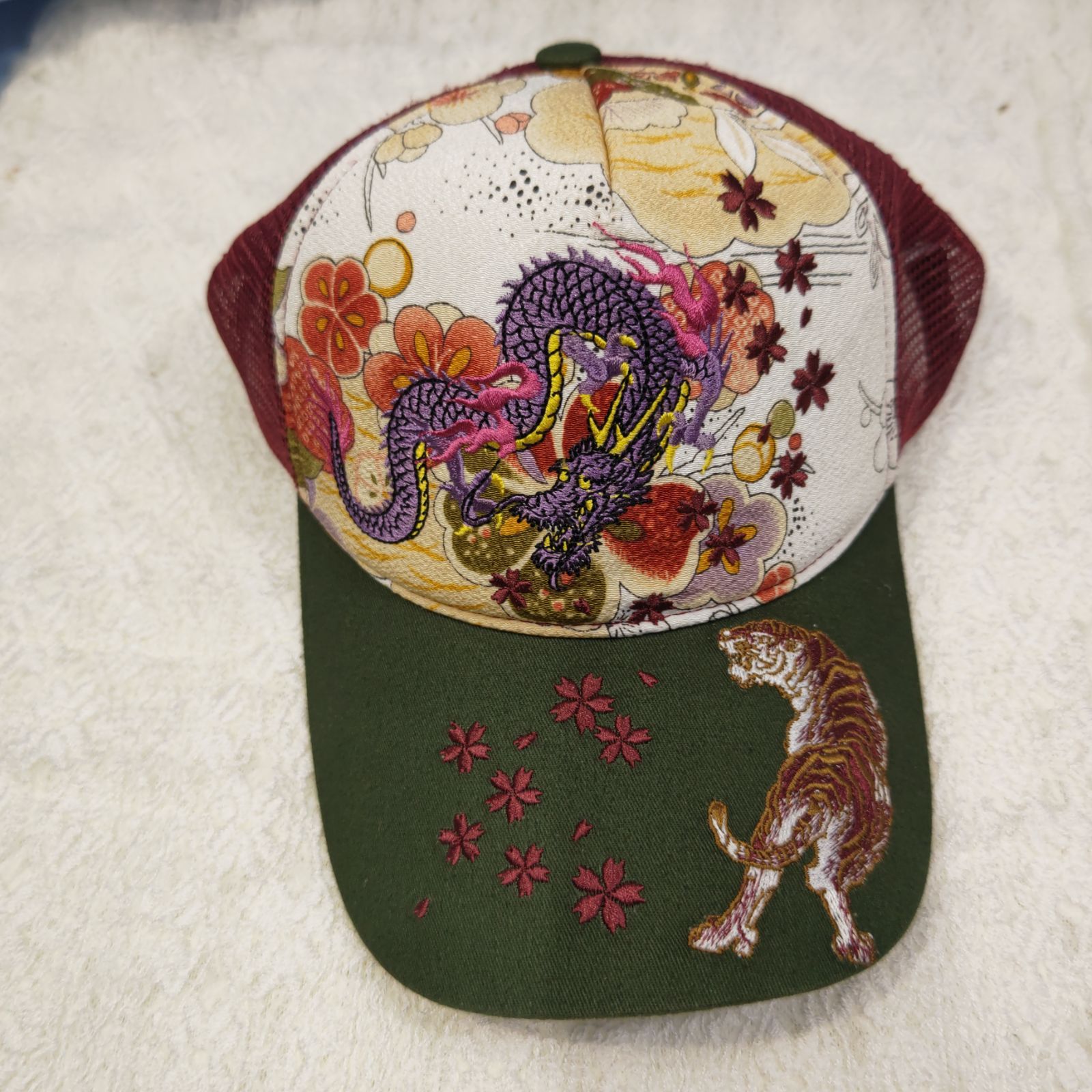 S92835 Ripple キャップ 龍 虎 ドラゴン タイガー 刺繍 和柄