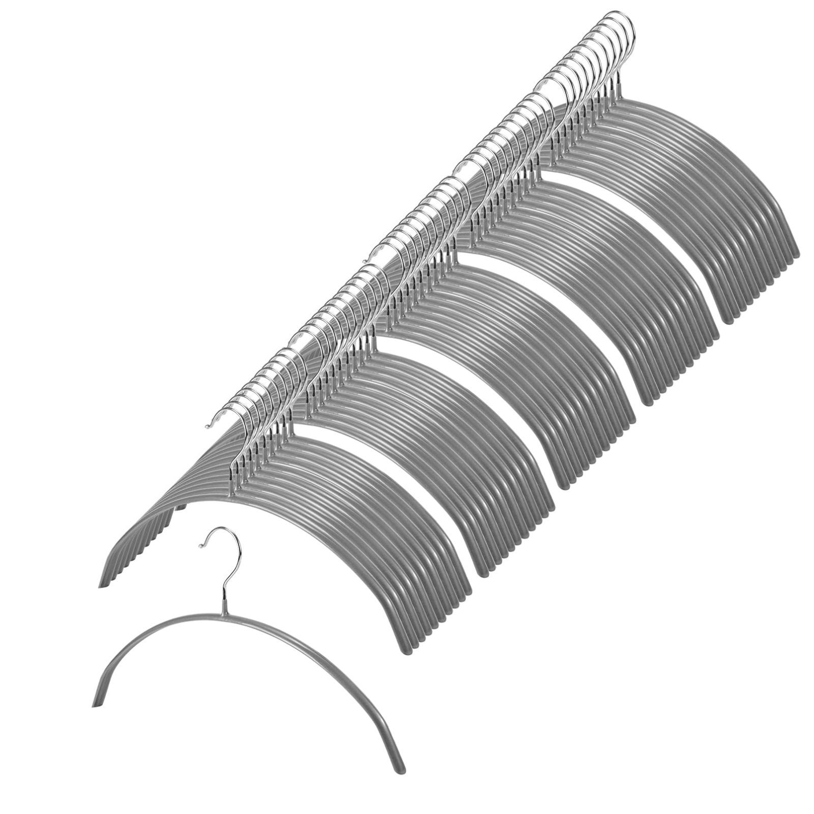 Color グレー_Size 50本組 AYO ハンガー すべらない ジャケットハンガー 50本組 グレー ハンガー かたくずれ防止 乾湿両用 はんがー スリムタイプ 洗濯 収納 ハンガー 人気ランキング