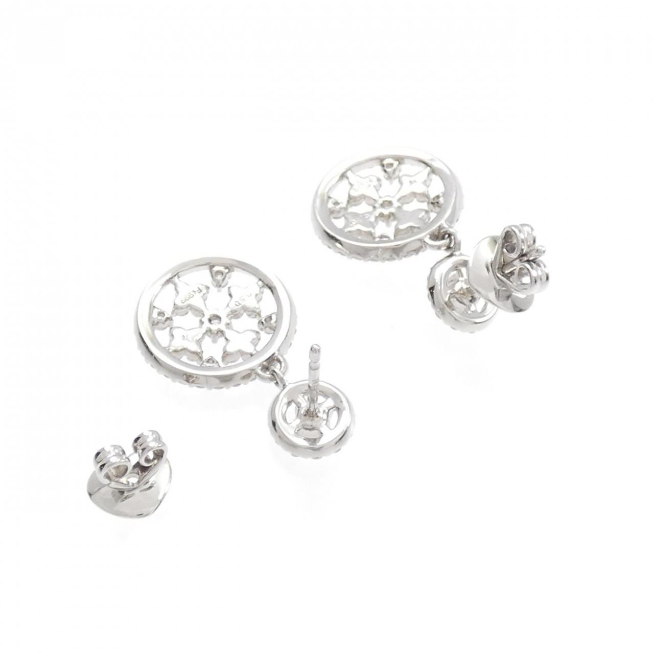 美品 ポンテヴェキオ k18 WG フープピアス750 PV K18YGダイヤモンド