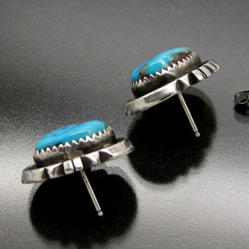 Navajo ナバホ族 ピアス ターコイズ シャドーボックス メンズ