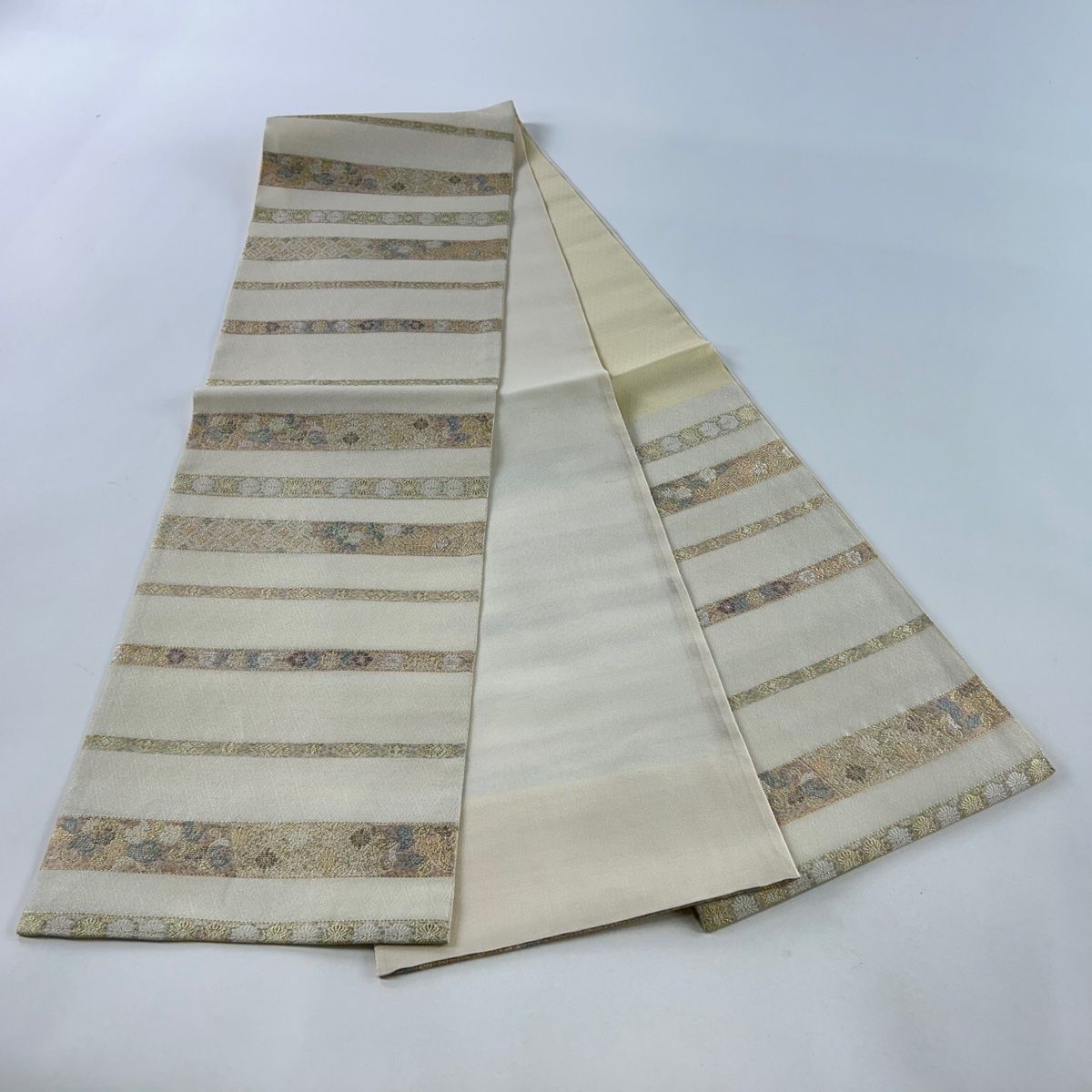 袋帯　夏用帯　メッシュ　クリーム色　新品 楽天市場】帯 夏帯 袋帯 ＜クリーム／秋草文＞ 正絹 西陣 ＜橋本