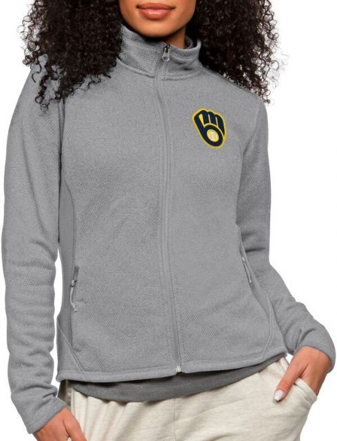 【送料無料】 アンティグア レディース ジャケット・ブルゾン アウター Antigua Women's Milwaukee Brewers Gray Course Jacket