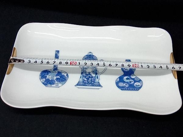 深川製磁ブルーチャイナ角サンドイッチ皿 角皿 箱入り品 ツイン 角