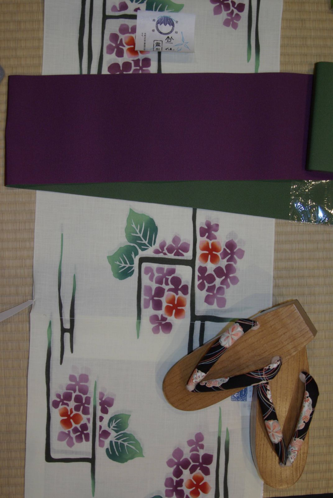 浴衣反物生地 竺仙 アジサイ 小ぶり柄 竺仙 ちくせん 綿紬 紫陽花 注染本