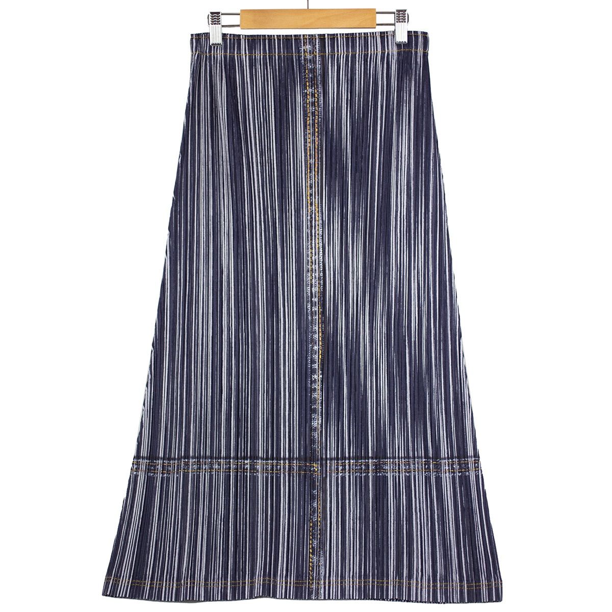 ISSEY MIYAKE PLEATS PLEASE デニム転写タイトスカート イッセイミヤケプリーツプリーズ、デニム転写タイトスカート