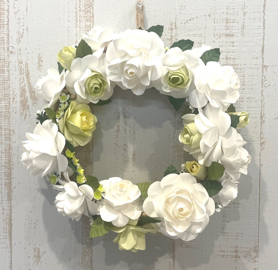 ハンドメイド】ペーパーフラワーリース 白薔薇 【公式通販】