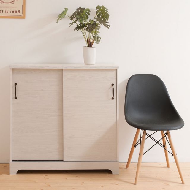 カウンター下収納 幅90 引戸 ホワイトウォッシュ