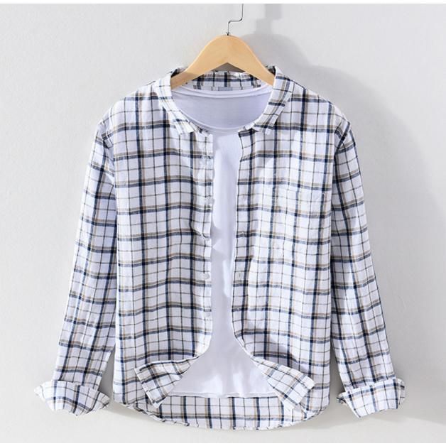 シャツ 綿シャツ メンズ 長袖シャツ カジュアルシャツ チェック柄 通勤 修身 純綿夏シャツ メンズシャツ トップス