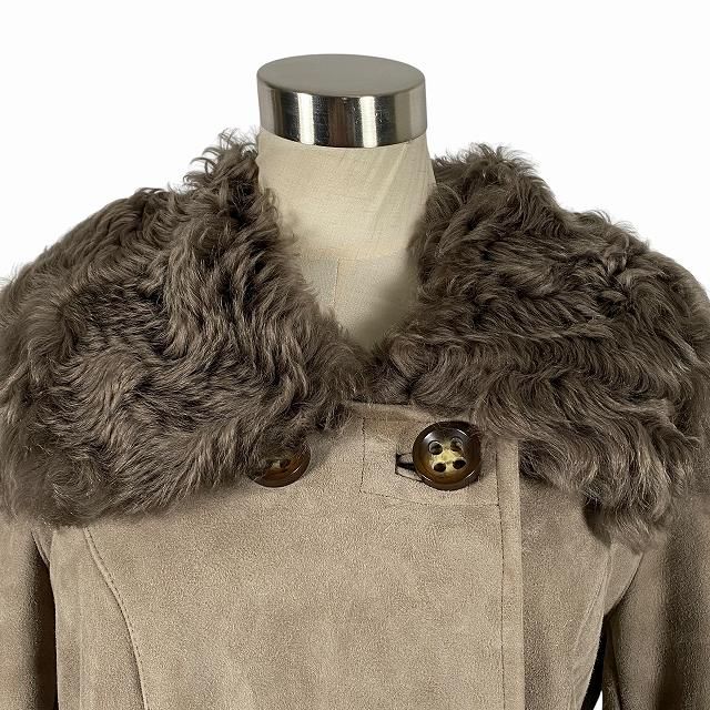 レリアン Leilian イネスエマーシャル INES＆MARECHAL リアルムートンコート 毛皮 ロング ベージュ 7 40表記 GULLKHAN_COM