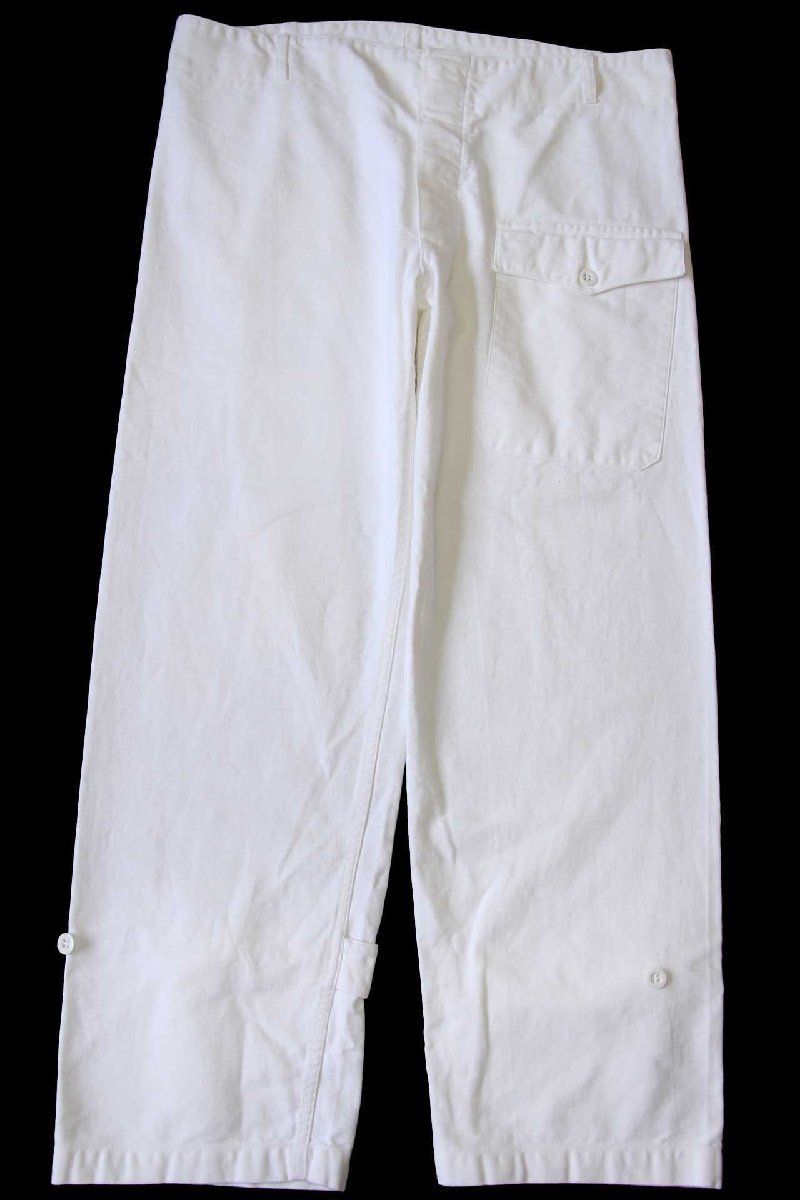 90s イタリア軍 山ポケ コットン ツイルパンツ 生成り 1 A ビンテージ オールド ユーロ ミリタリー トラウザーズ 片ポケ アイク ワイド