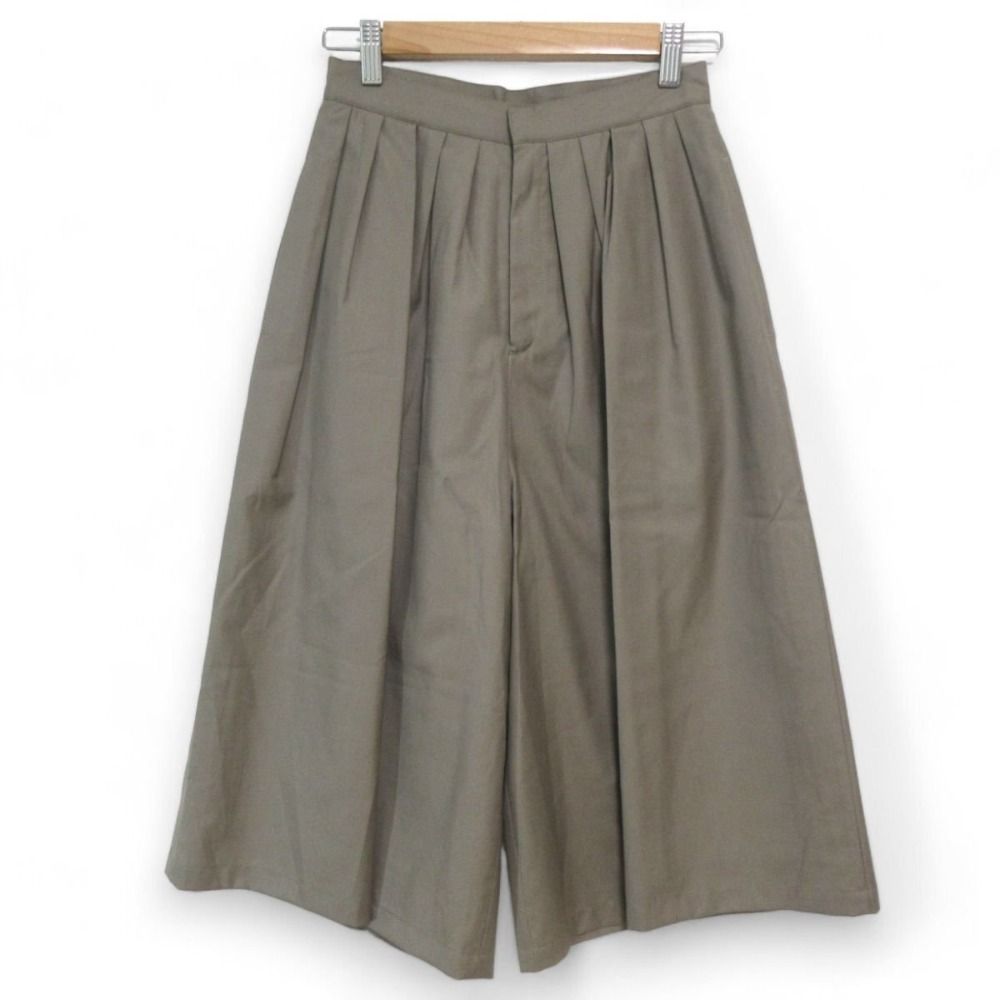 23SS SEEALL シーオール 10タックショーツ ウールシルク ワイド ハーフパンツ クロップドパンツ サイズ36 グレー系 レディース 古着