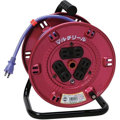 BFJ1025987 マルチドラム 15A×20m 日動 NP-206D 20mタイプの電工ドラムです。屋内用100V一般型ドラム。 BFJ1025987
