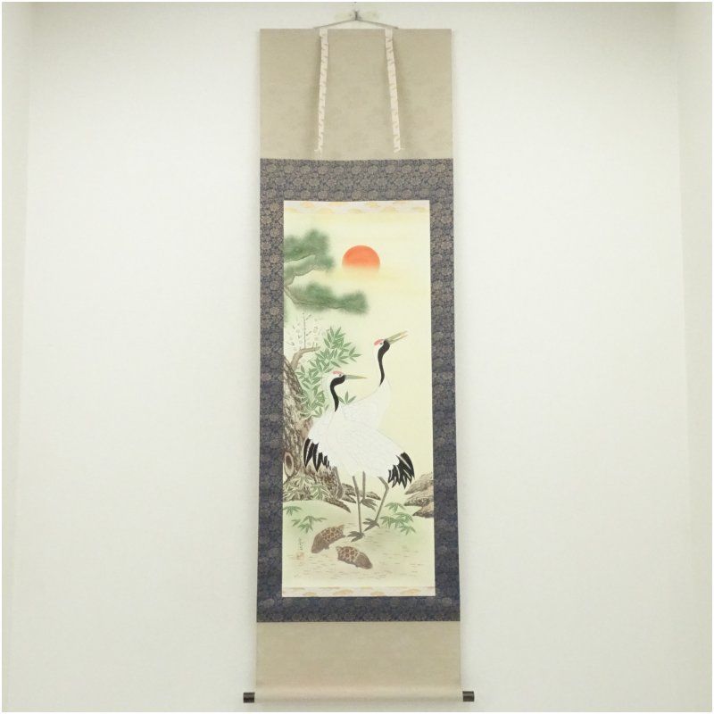 掛け軸 大泉 松竹梅鶴亀 絹本 希少 軸装 茶道具 掛軸 美品 です。 宗治筆 松竹梅鶴亀 肉筆絹本掛軸（共箱）掛け軸 床の間 書