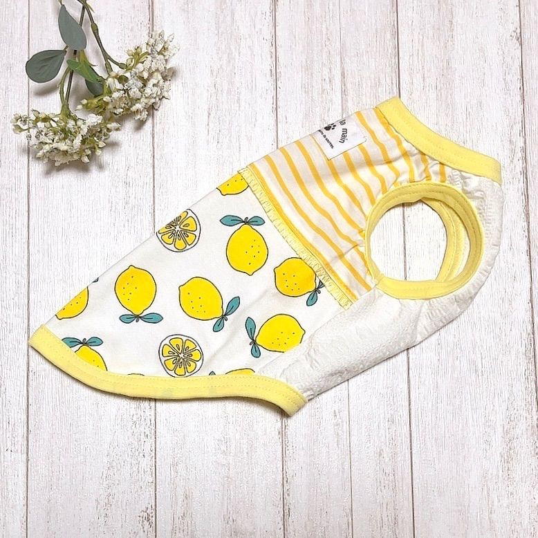 犬服 ボーダー×レモン柄タンクトップ DS - メルカリ