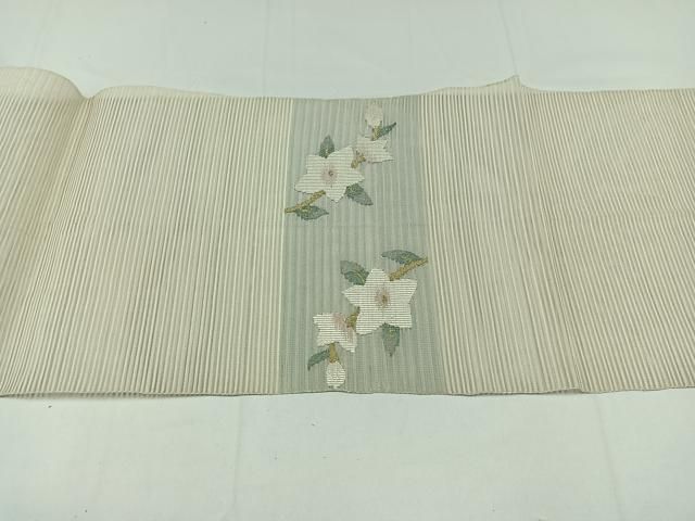 平和屋着物＊夏物 絽綴れ 八寸名古屋帯 枝花文 金糸 正絹 逸品