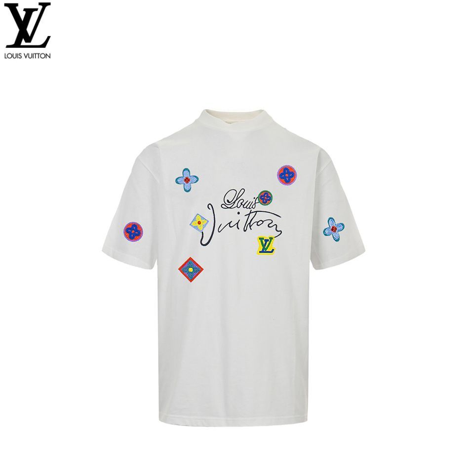 LOUIS VUITTON 花の刺繍モチーフ夏用Tシャツ 今日特価】Louis Vuitton 25ss ドーパミン老花刺繍 T-2 - メルカリ