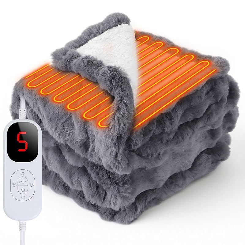 GOHHME電気毛布 敷き 掛け 電気膝掛け 200×140cm ダブルサイズ＆2025高性能コントローラー 電気掛敷毛布 LEDディスプレイ表示 一目瞭然 6段階温度調節 6段階タイマー設定 ふわふわ 電気ブランケット 丸洗い可 3分速暖 膝掛け肩かけ 0